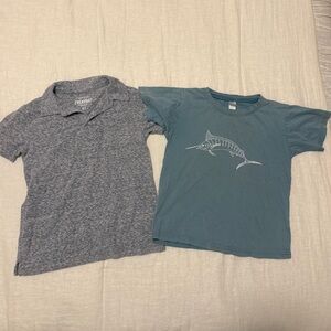 Crewcuts Boys Heather Grey Polo + Teal Marlin Summer Tee